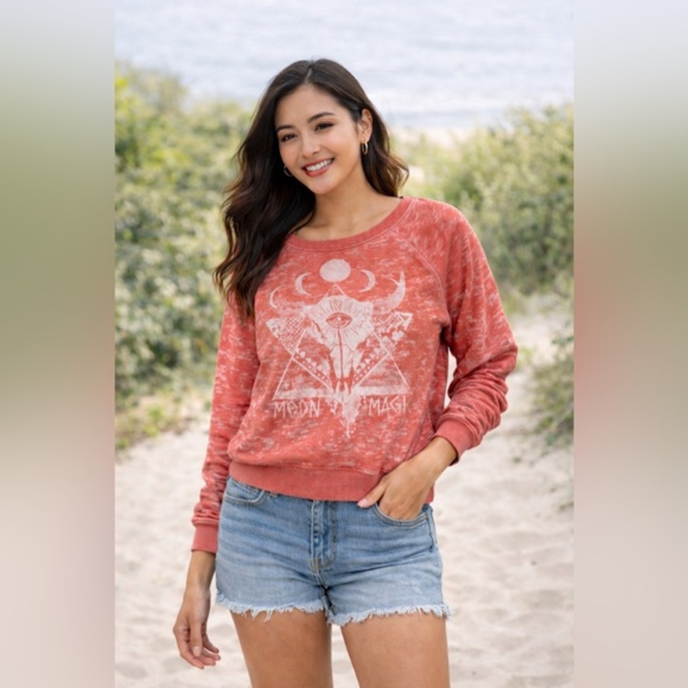 Billabong Moon Magic Coral Graphic Sweatshirt |  size Small